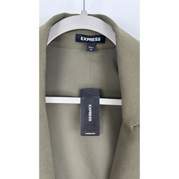 Express Sleeveless Wrap Asymmetrical Hem Mini Blazer Dress Womens 12 Green New - Picture 10 of 13